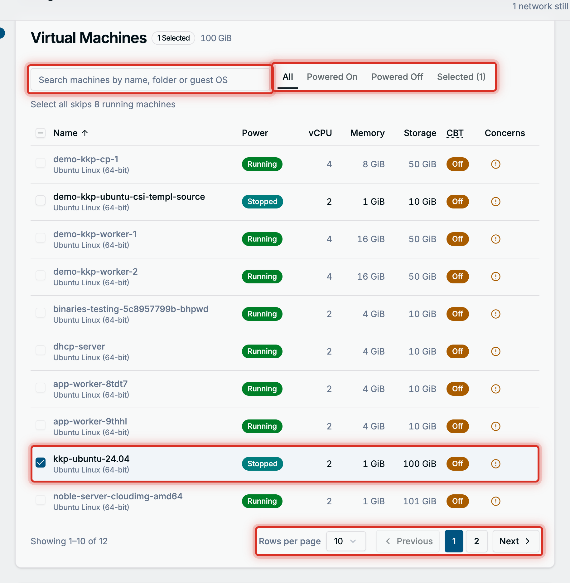 Virtual Machines section
