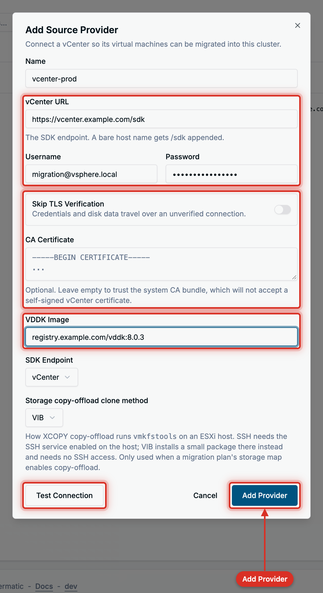 Add Source Provider dialog
