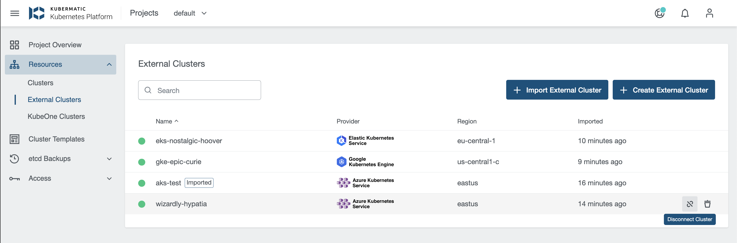 Disconnect External Cluster