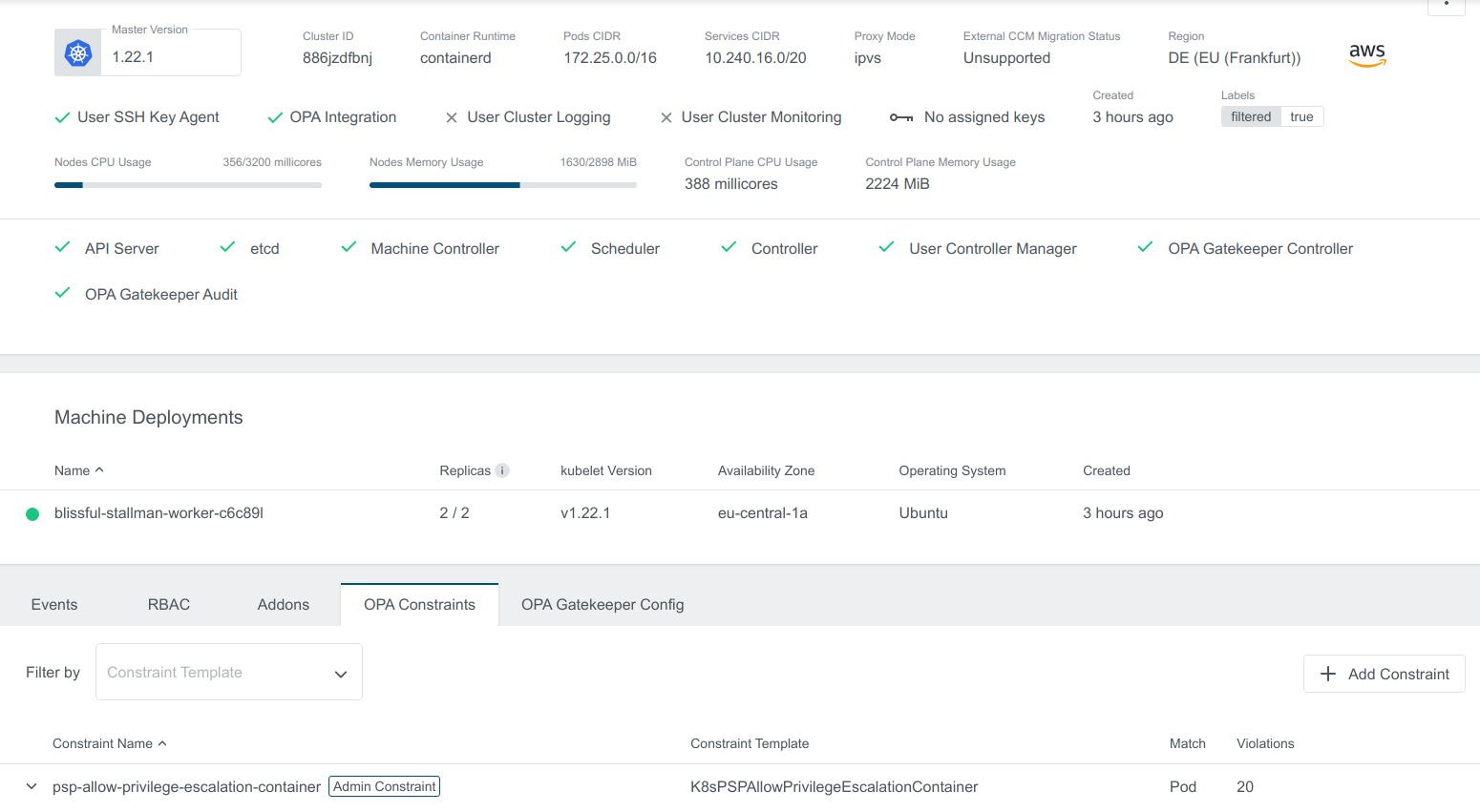 Filtered Cluster with Default Constraint