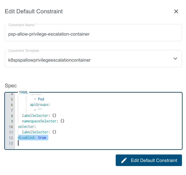 Disabled Default Constraint