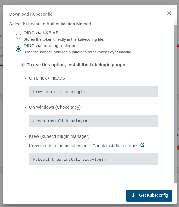 Download kubeconfig Download kubeconfig