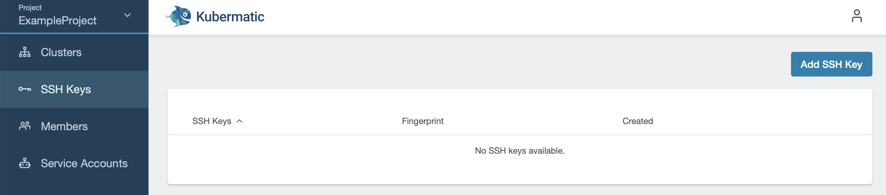 Add SSH key in the top right corner