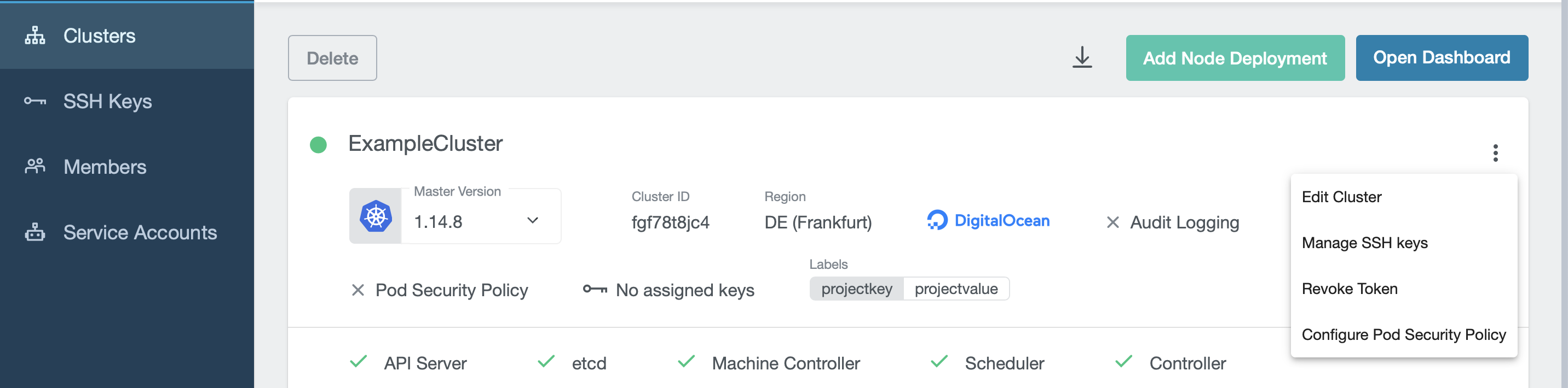 Roll out more cluster details