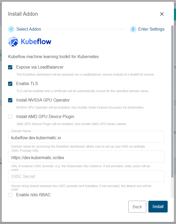 Kubeflow Addon Details Kubeflow Addon Details