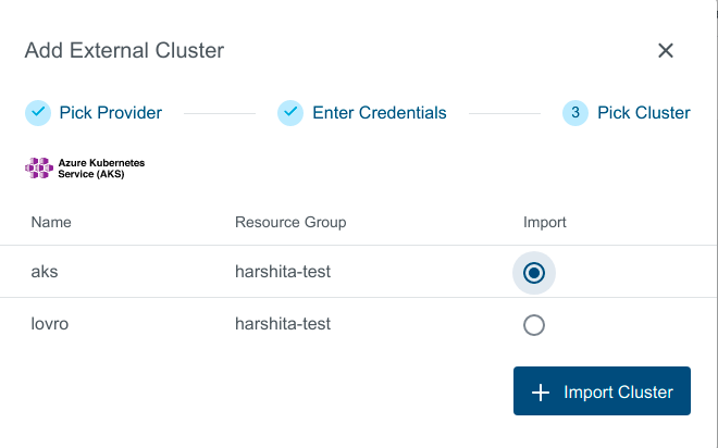 Select AKS cluster