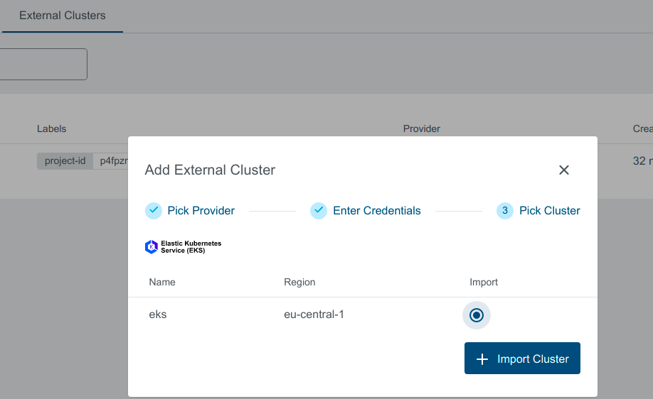 Select EKS cluster