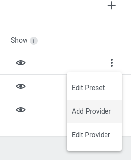 Adding a provider to the preset