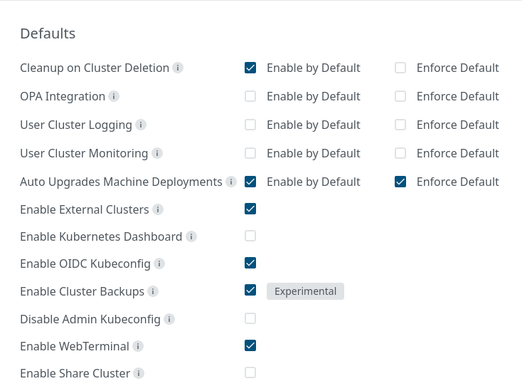 Enable Backup Enable Backup