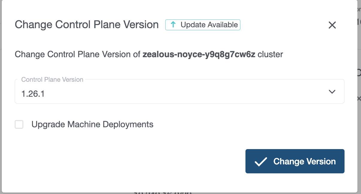 Dialog to choose Upgrade Version Dialog to choose Upgrade Version