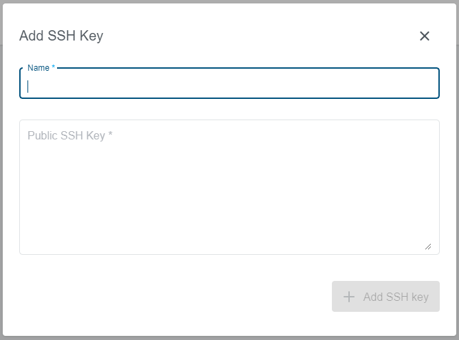 Add SSH Key Dialog Add SSH Key Dialog