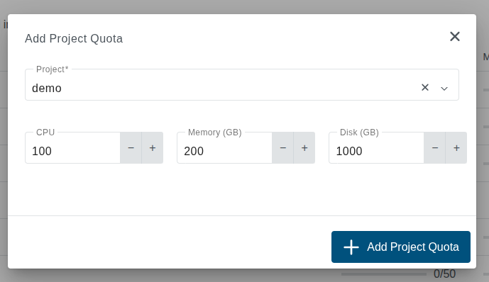 Set Project Quota Values