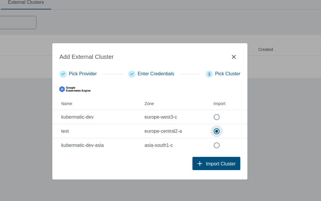 Select GKE cluster Select GKE cluster