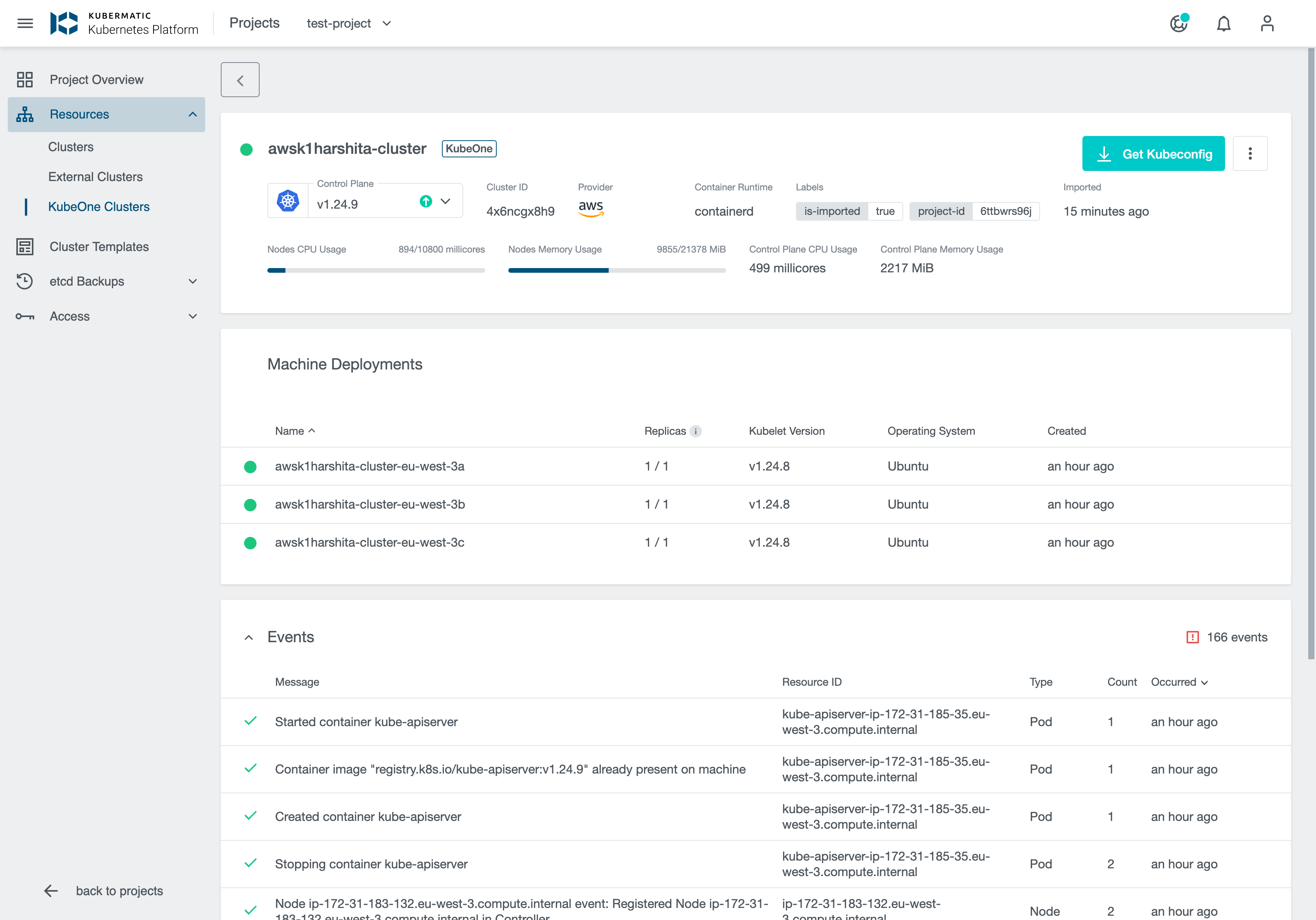 Imported AWS Cluster Cluster Details