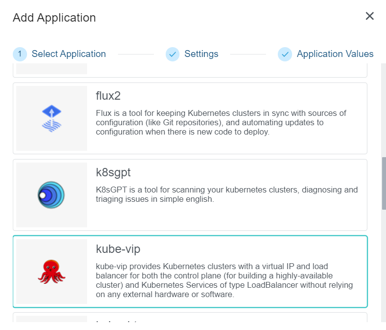 Select Kube-VIP Application