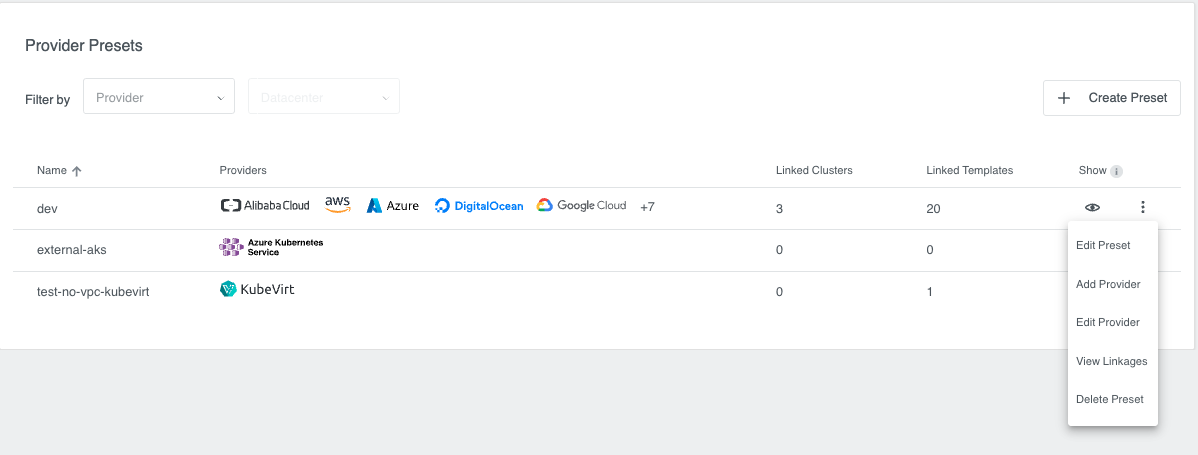 Delete Preset Option
