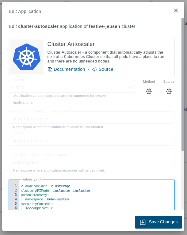 Edit Application Dialog