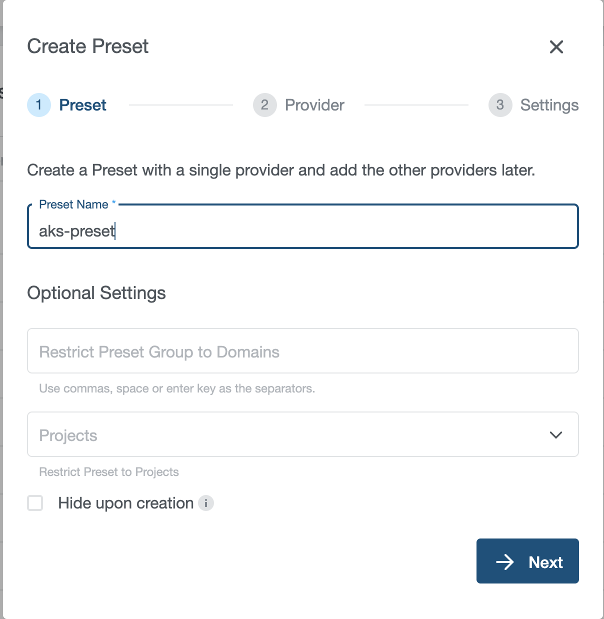 Provide Preset Name Provide Preset Name