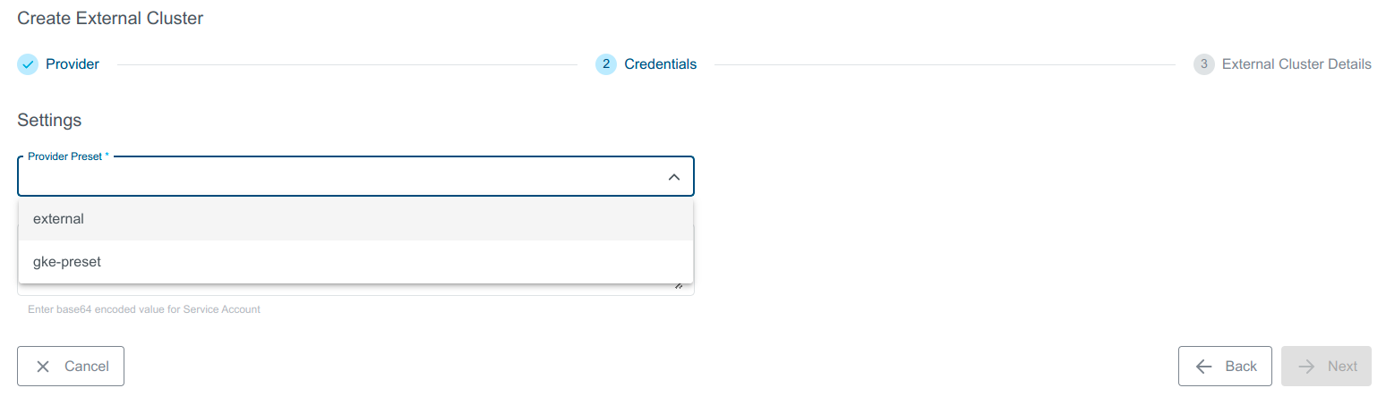 Select GKE Preset Select GKE Preset