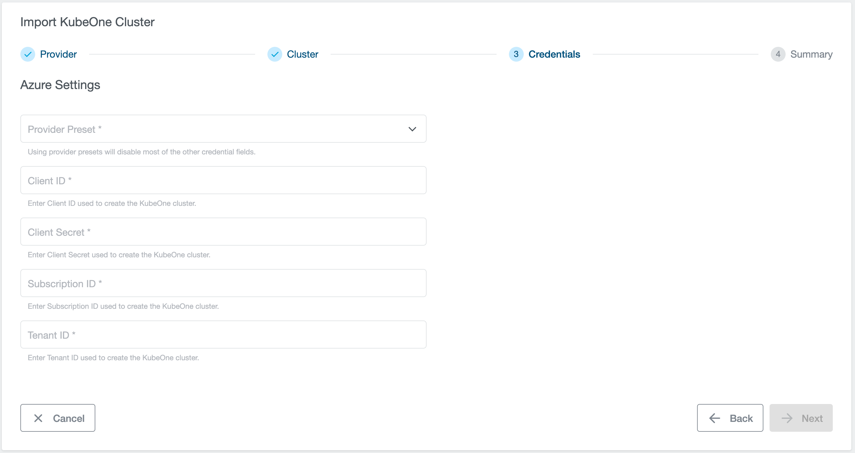 Azure credentials Azure credentials