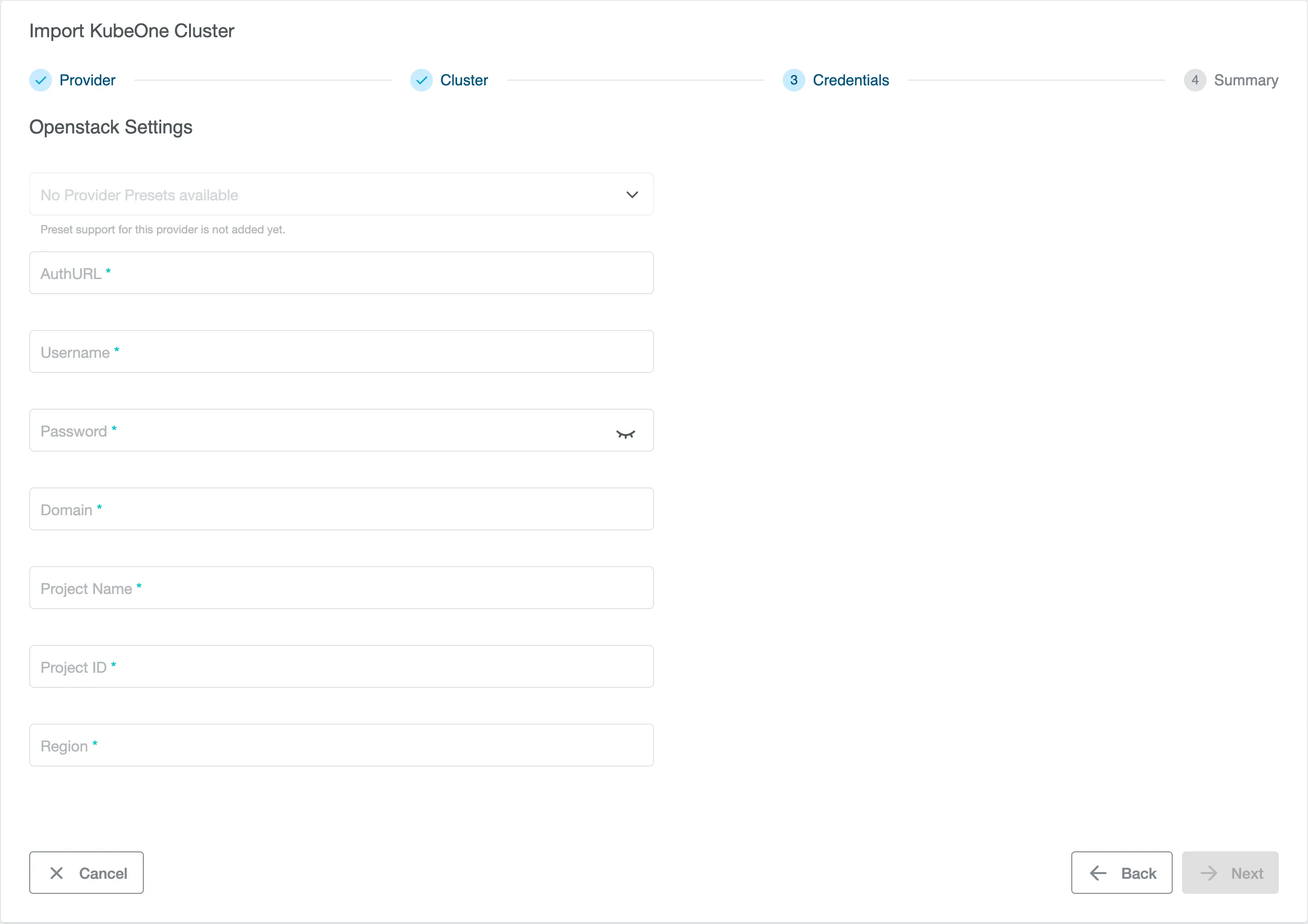 OpenStack credentials OpenStack credentials