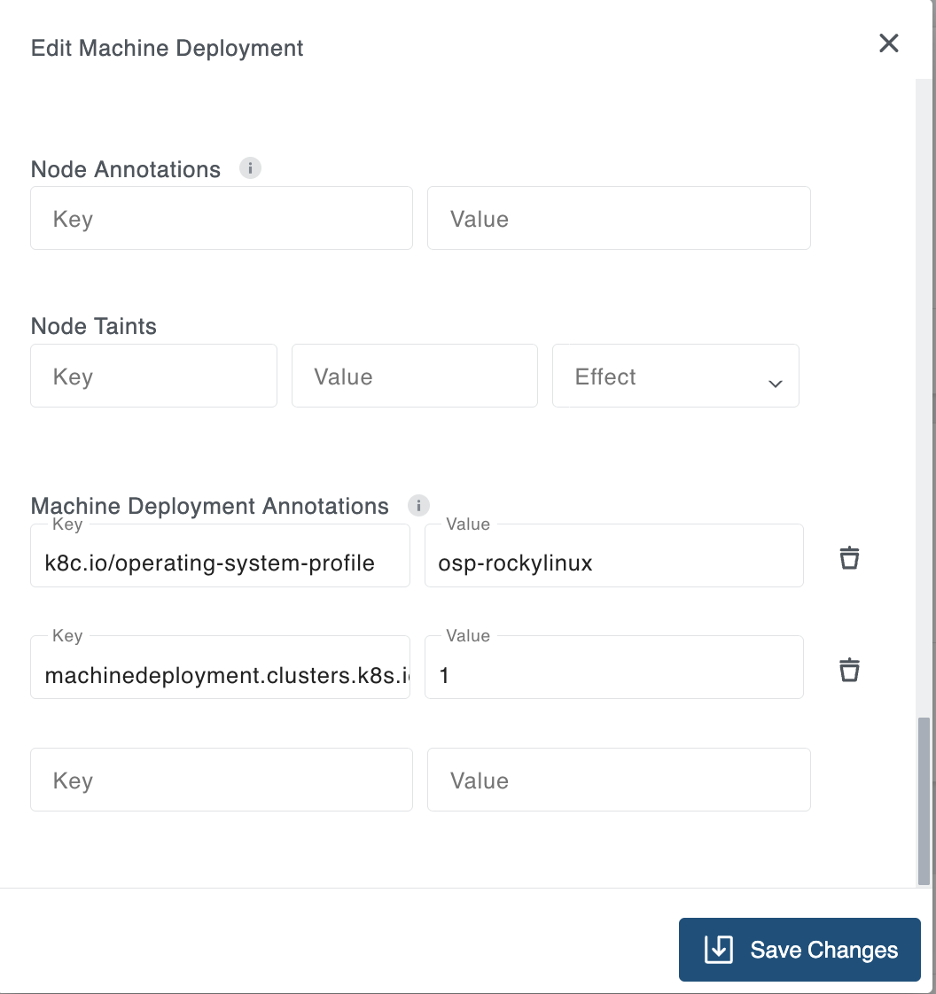 Machine deployment overview with opened edit modal Machine deployment overview with opened edit modal