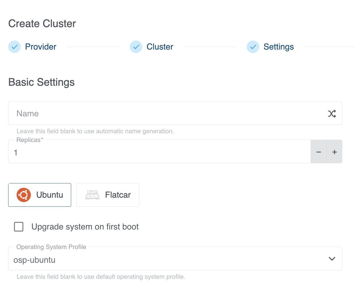 Create Cluster Wizard Create Cluster Wizard