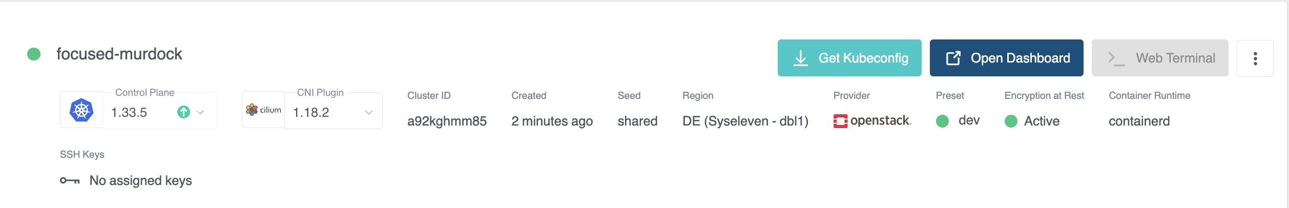 Encryption at rest is active Encryption Status: Active